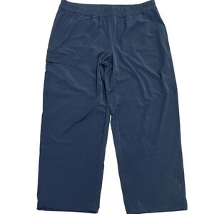 Athleta XL Black Lightweight Pull On Cargo Pants Athletic Wide‎ Leg Drawstring